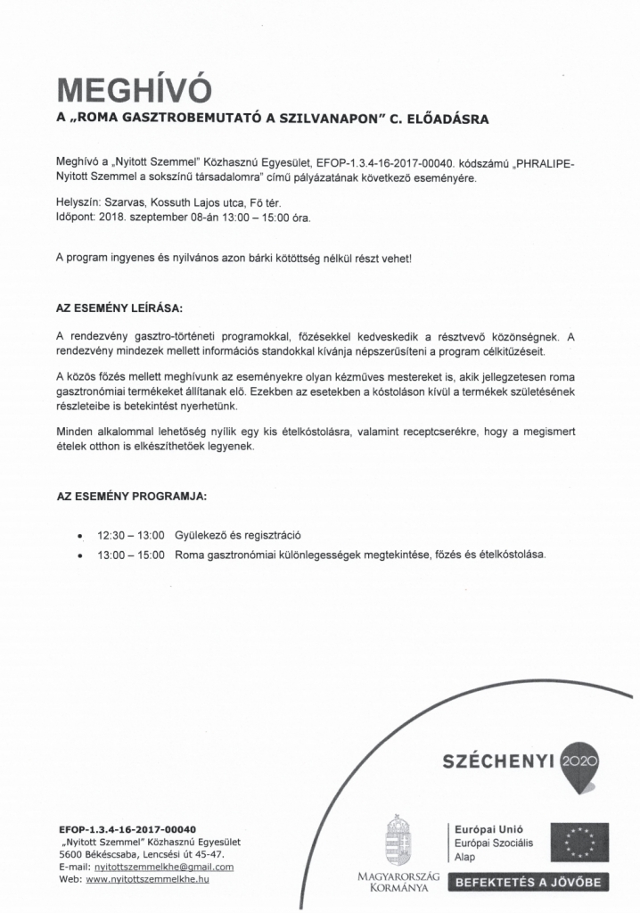 Roma gasztrobemutató a Szilvanapon